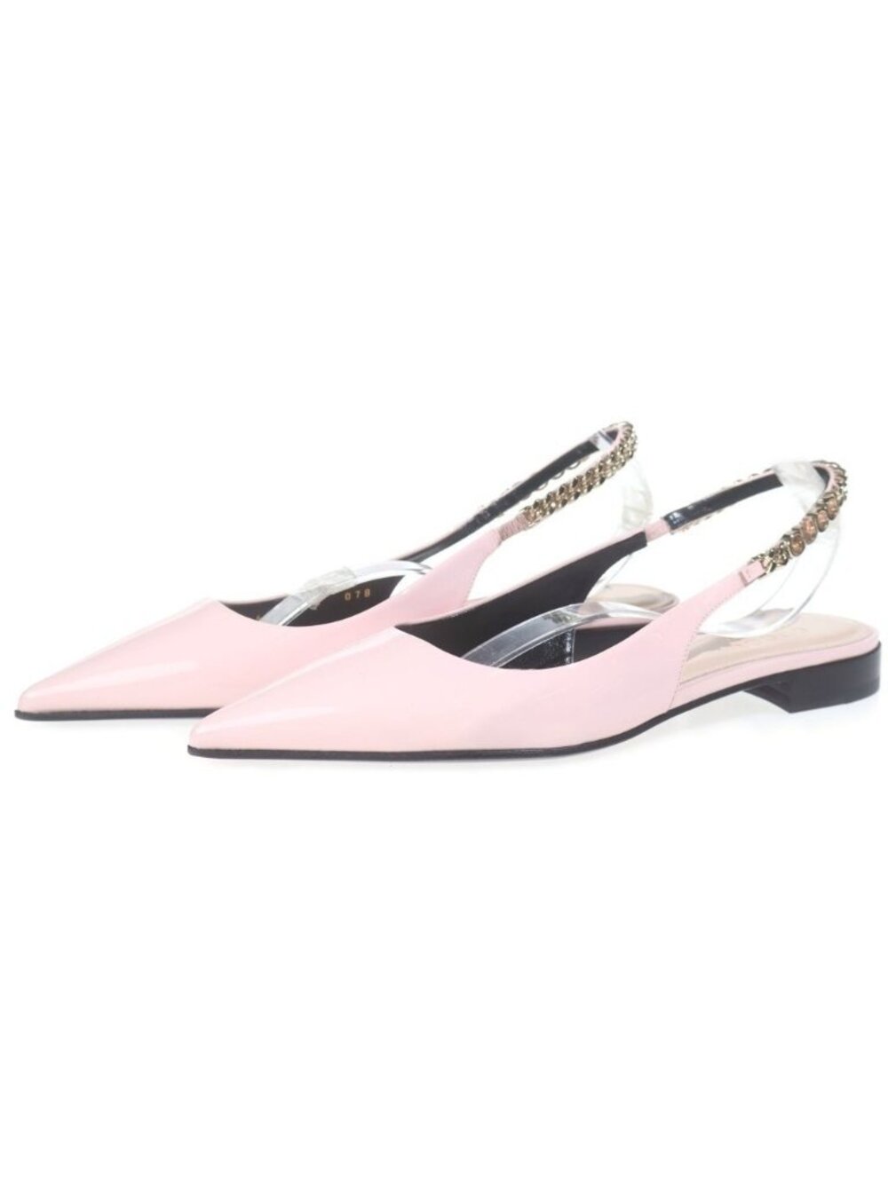Gucci Signoria Slingback Pumps Leather Flat Shoes Ballet Pink 36